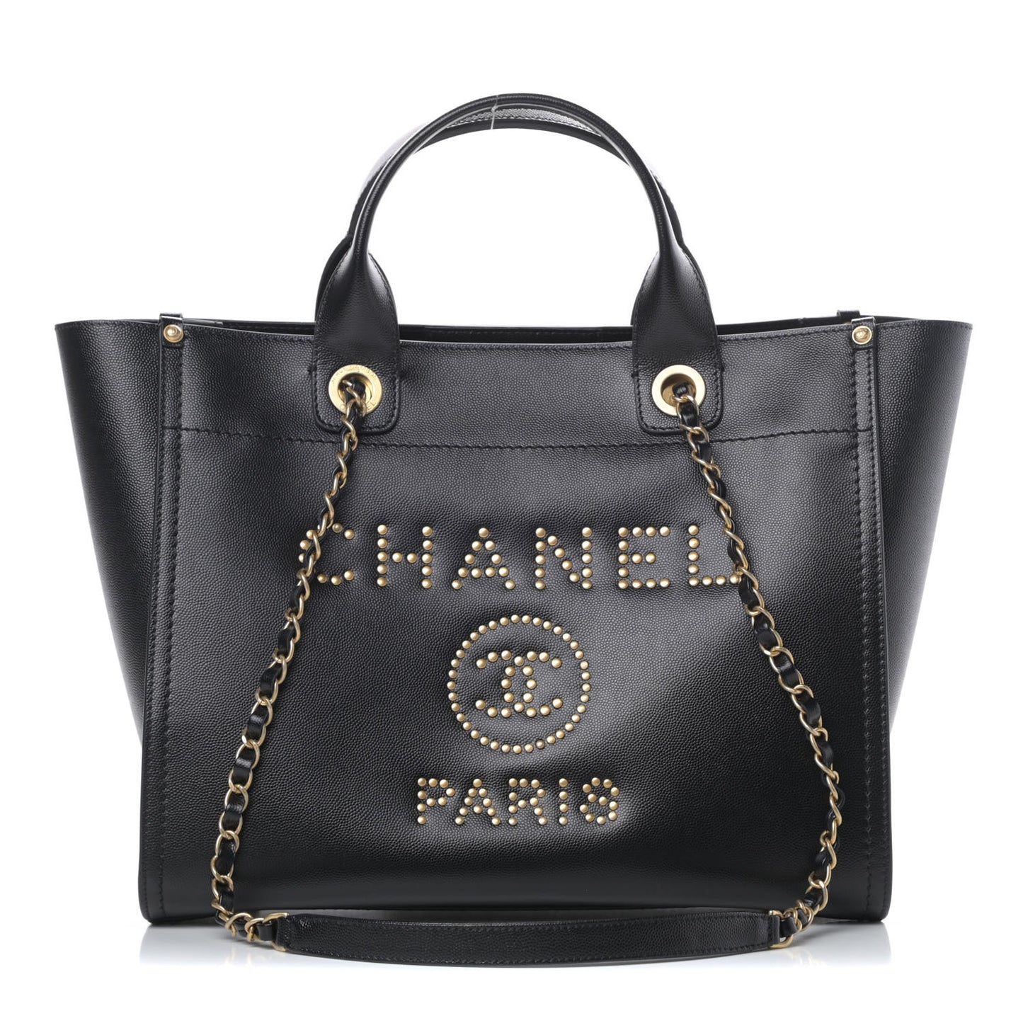 Caviar Small Studded Deauville Tote Black
