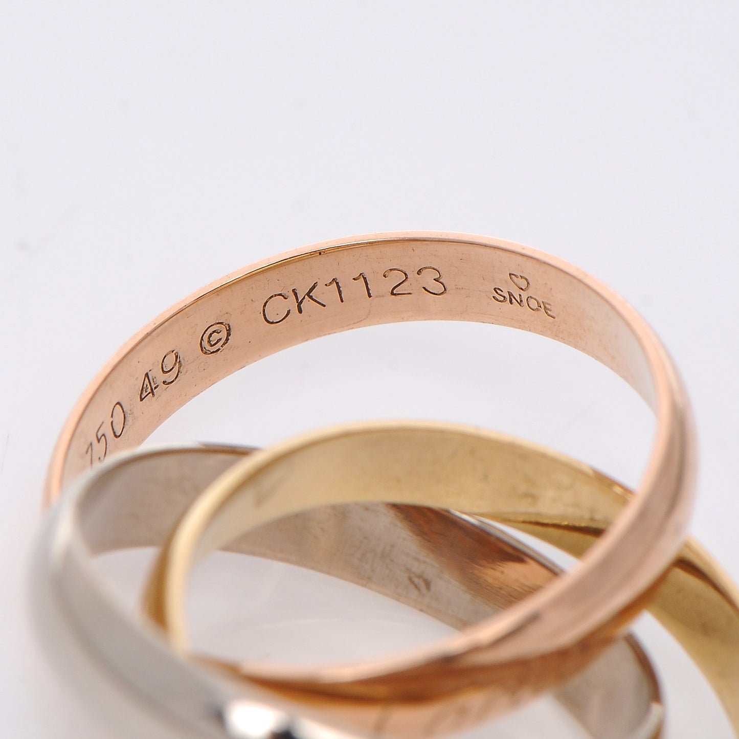 18K Pink Yellow White Gold Small Trinity Ring 49 4.75