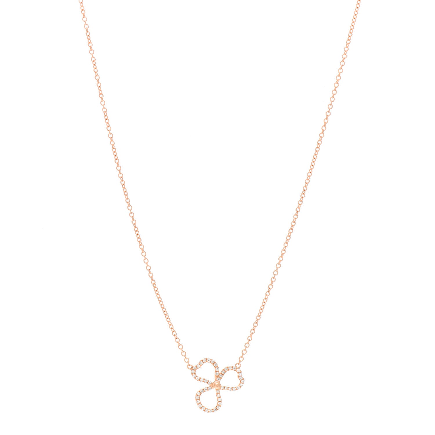 Tiffany 18K Rose Gold Diamond Small Paper Flowers Pendant Necklace 1 of 4
