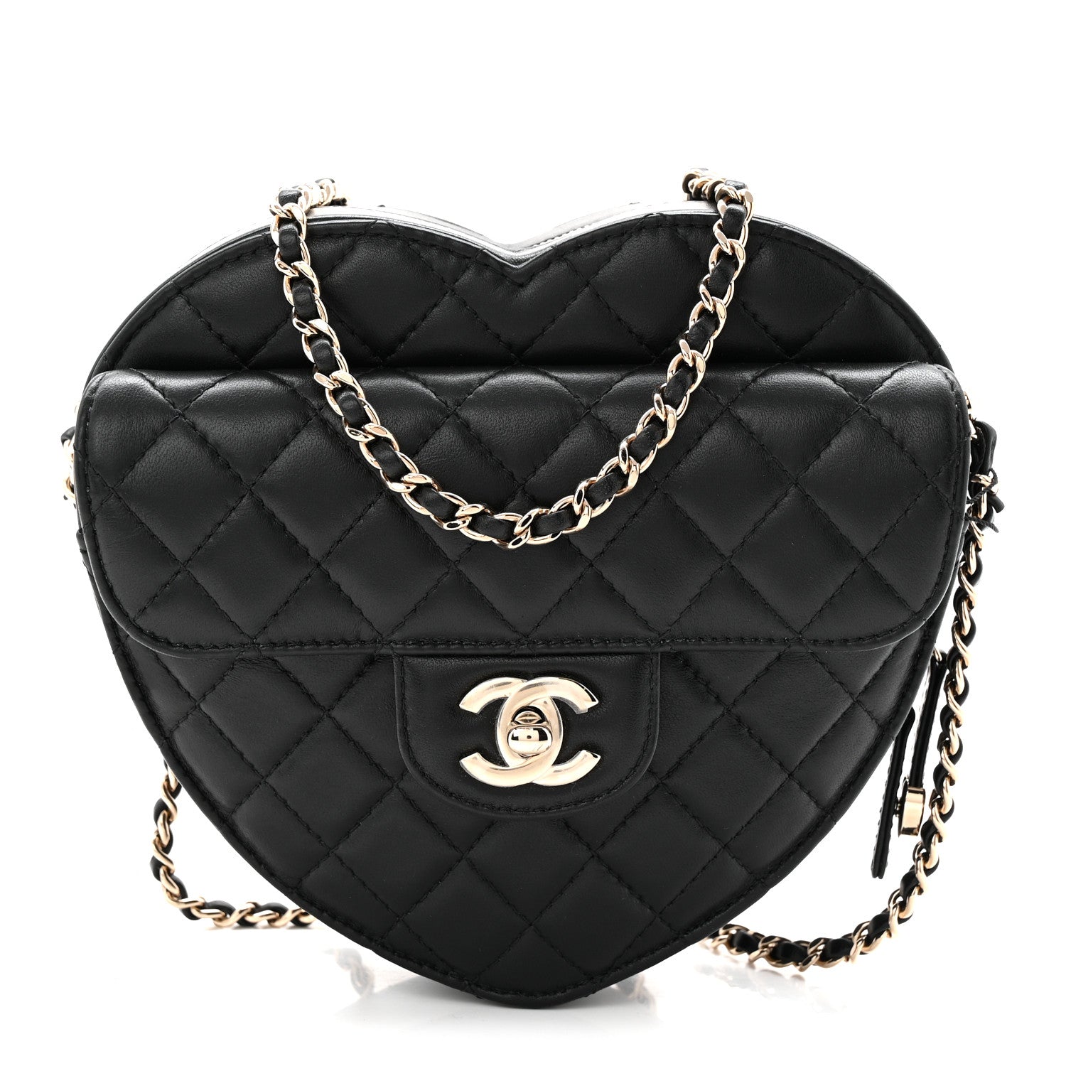 Chanel Lambskin Quilted Large CC In Love Heart Bag Black 1 of 10