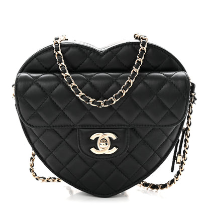 Chanel Lambskin Quilted Large CC In Love Heart Bag Black 1 of 10