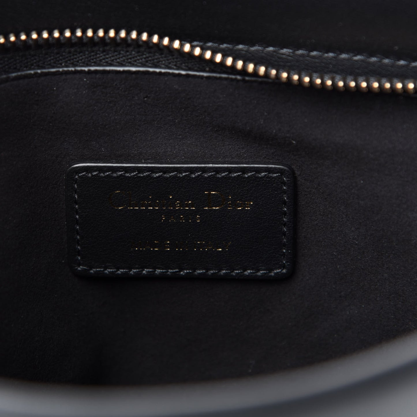 Calfskin Embossed Logo Zip Clutch Black