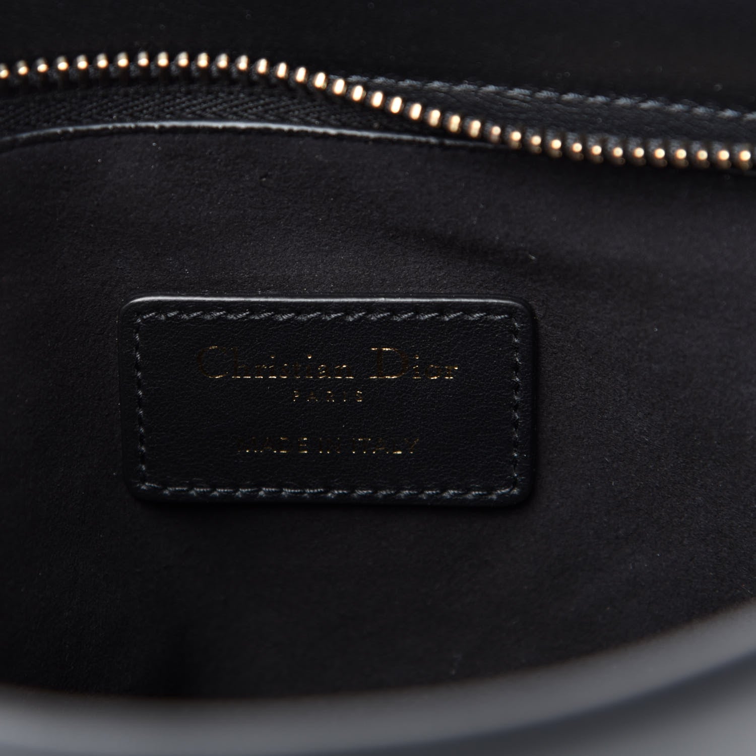 Christian Dior Calfskin Embossed Logo Zip Clutch Black 6 of 7