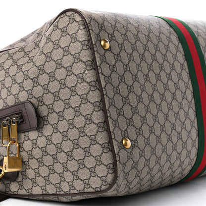 Gucci GG Supreme Monogram Textured Dollar Calfskin Web Large Savoy Duffle Bag Beige Ebony New Acero 10 of 11