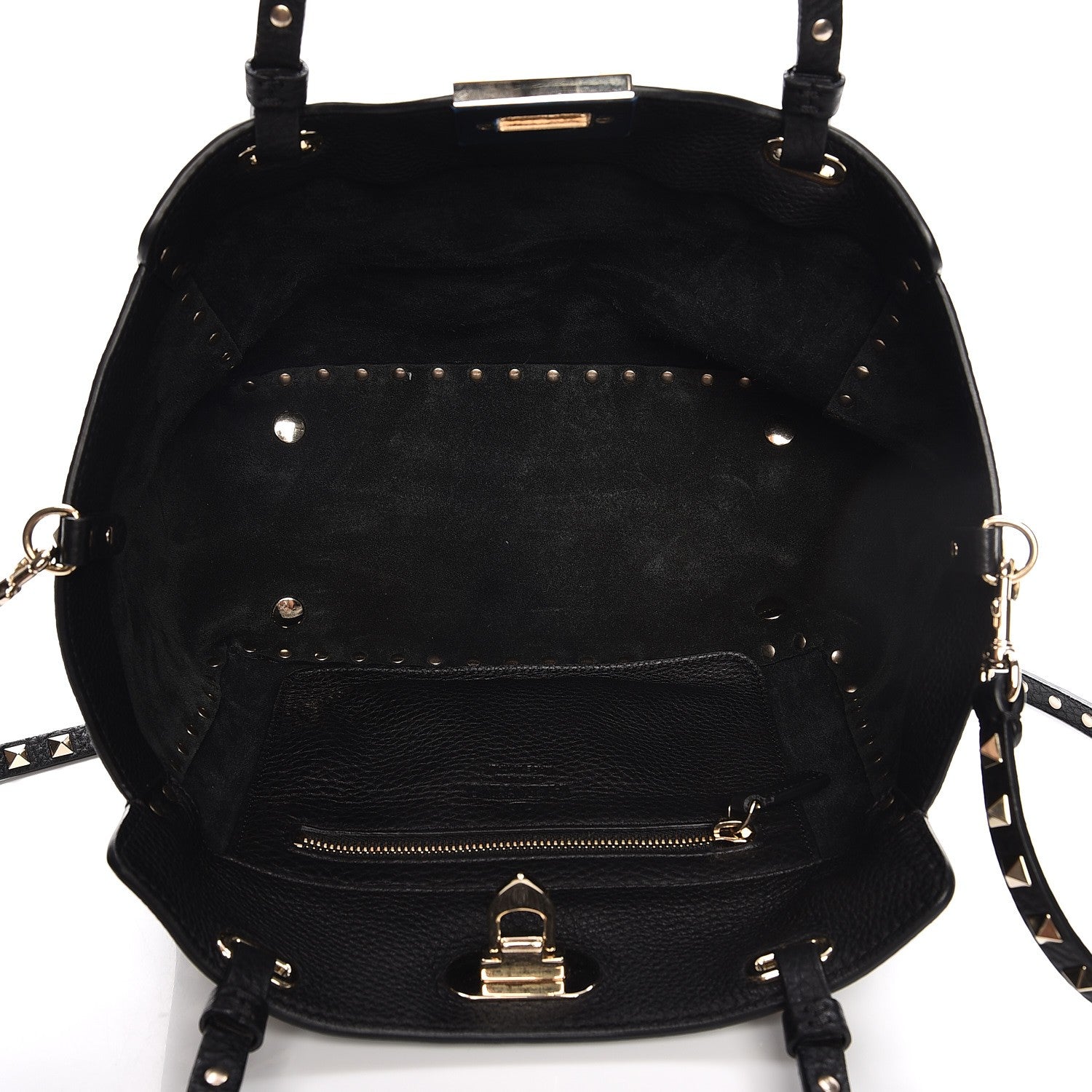 Valentino Garavani Grained Calfskin Small Rockstud Tote Black 6 of 14