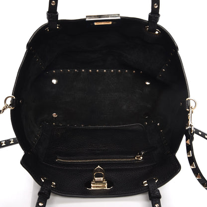 Valentino Garavani Grained Calfskin Small Rockstud Tote Black 6 of 14