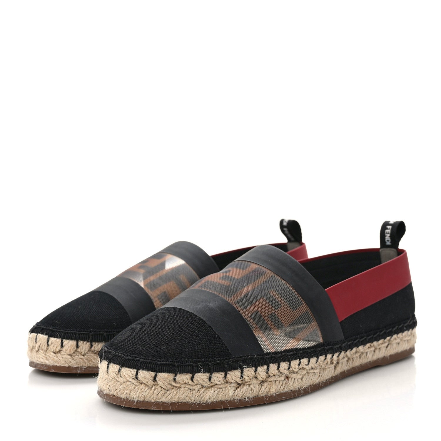 Fendi Canvas Mesh FF Colibri Espadrilles 37 Black Tobacco Moro 3 of 9