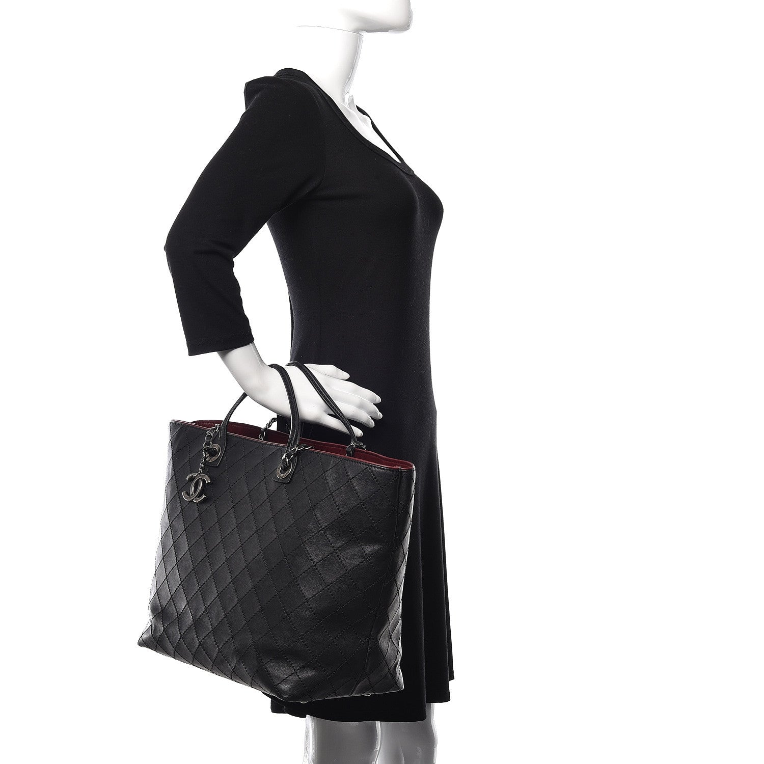 Chanel Calfskin Stitched Large Shopping Tote Black 3 of 14
