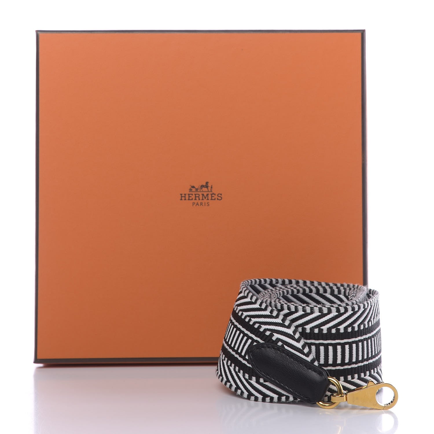 Hermes Toile Swift 50mm Sangle Cavale Shoulder Strap Black Ecru 6 of 6