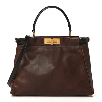 Fendi Vitello Morgan Fabric Jacquard Pequin Medium Iconic Satchel Moro Granada Black 1 of 11