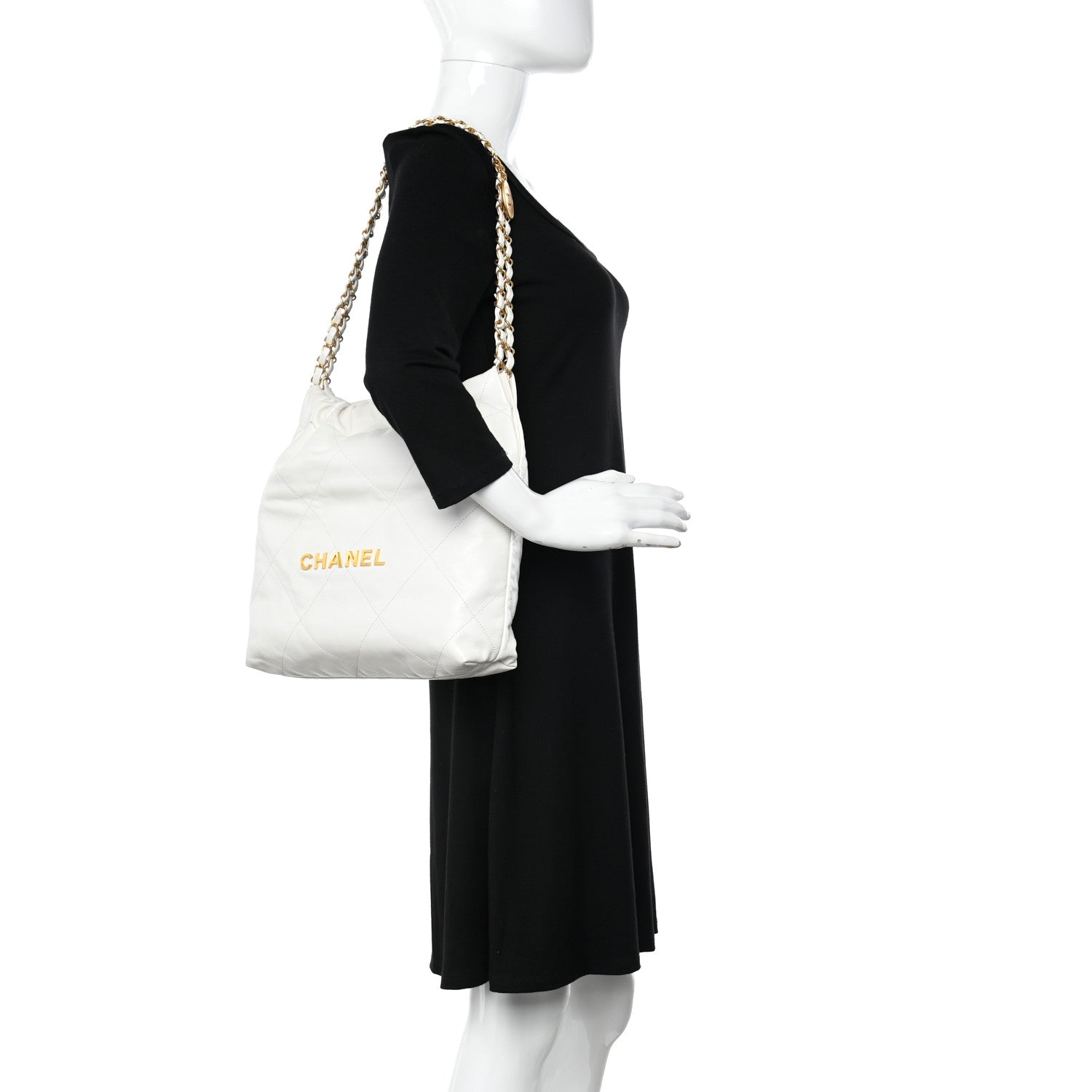Chanel Shiny Calfskin Quilted Small Chanel 22 White 3 of 13