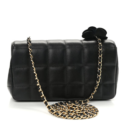 Chanel Lambskin Quilted Mini Chocolate Bar Camellia Flap Black 3 of 12