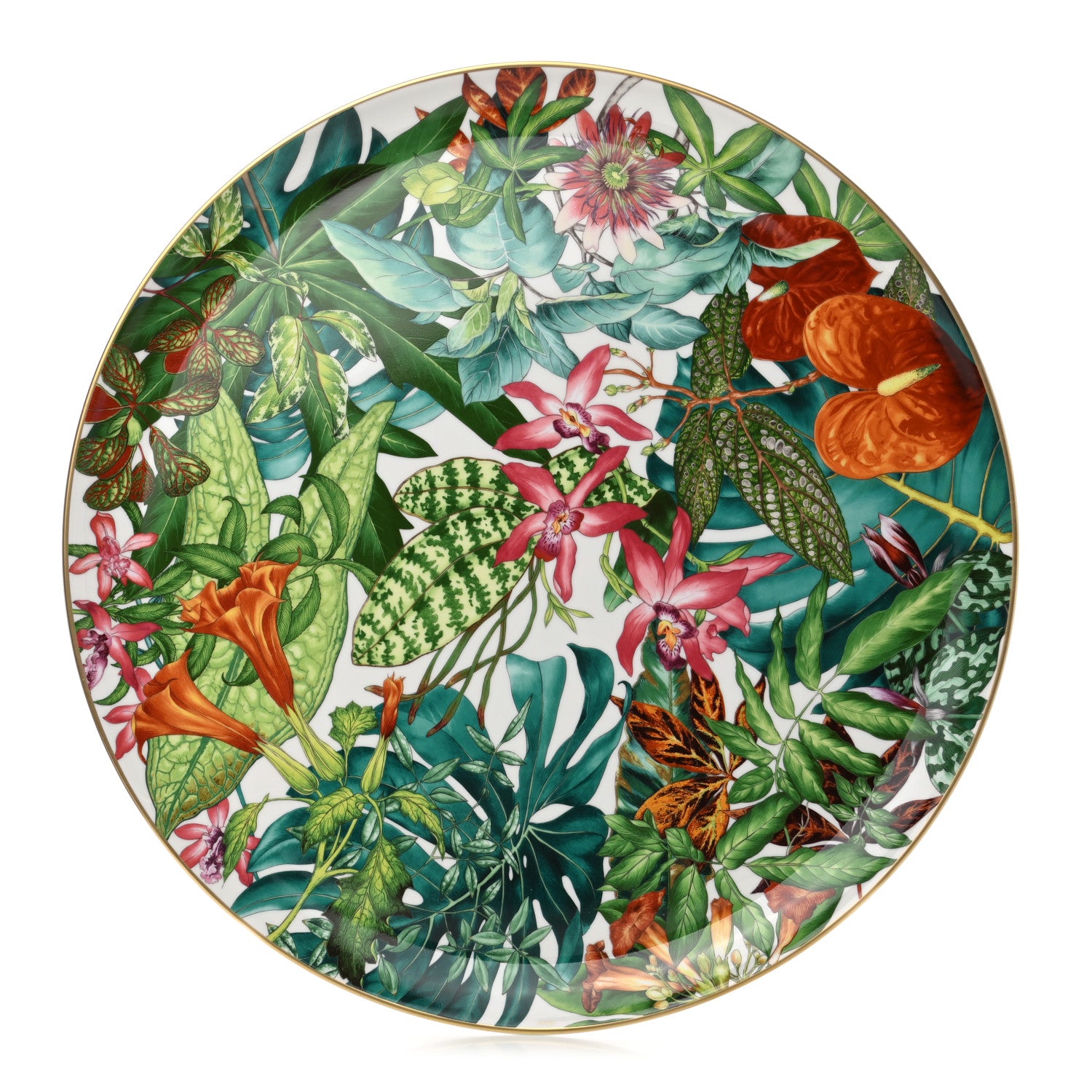 Hermes Porcelain Passifolia Large Round Platter 1 of 7