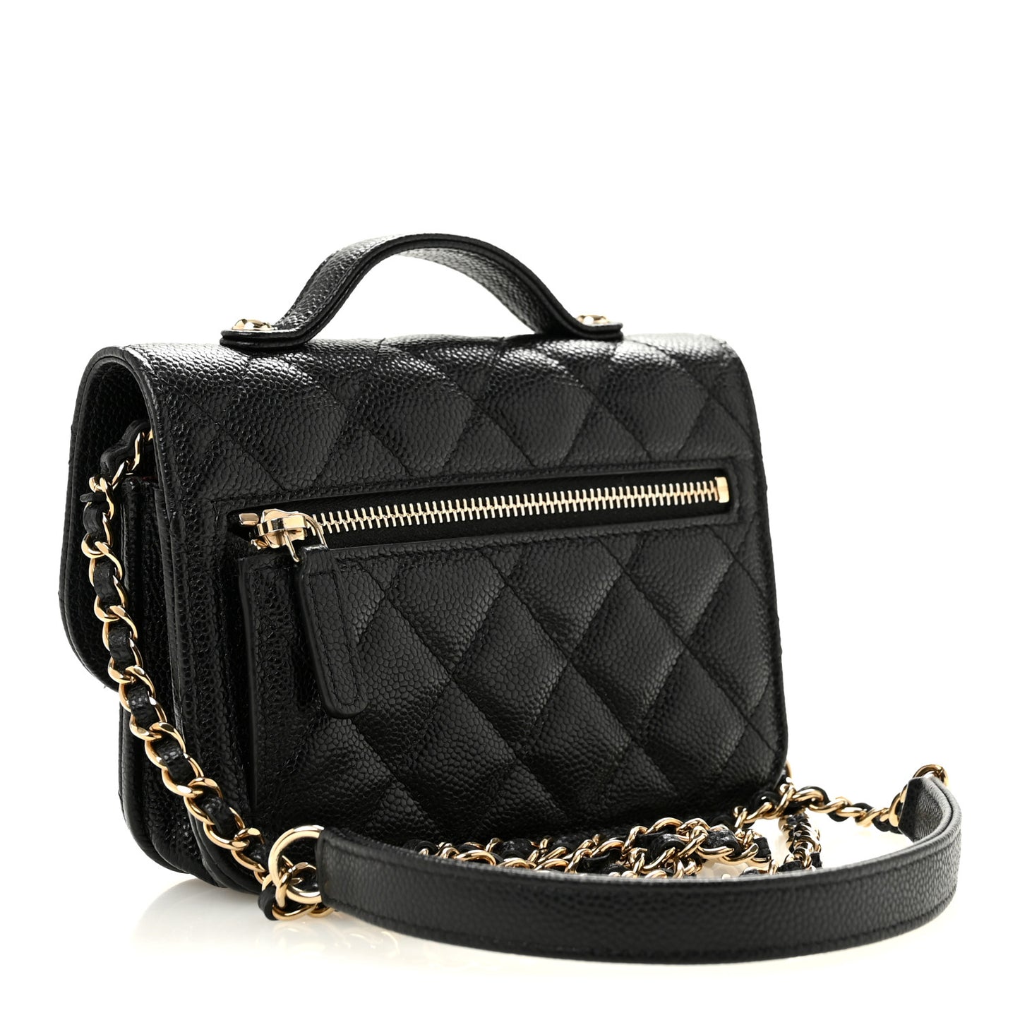 Caviar Quilted Business Affinity Clutch With Chain Black