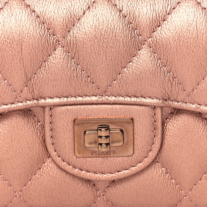 Chanel Metallic Calfskin Quilted Reissue Flap Card Holder Wallet Copper Pink 9 of 10