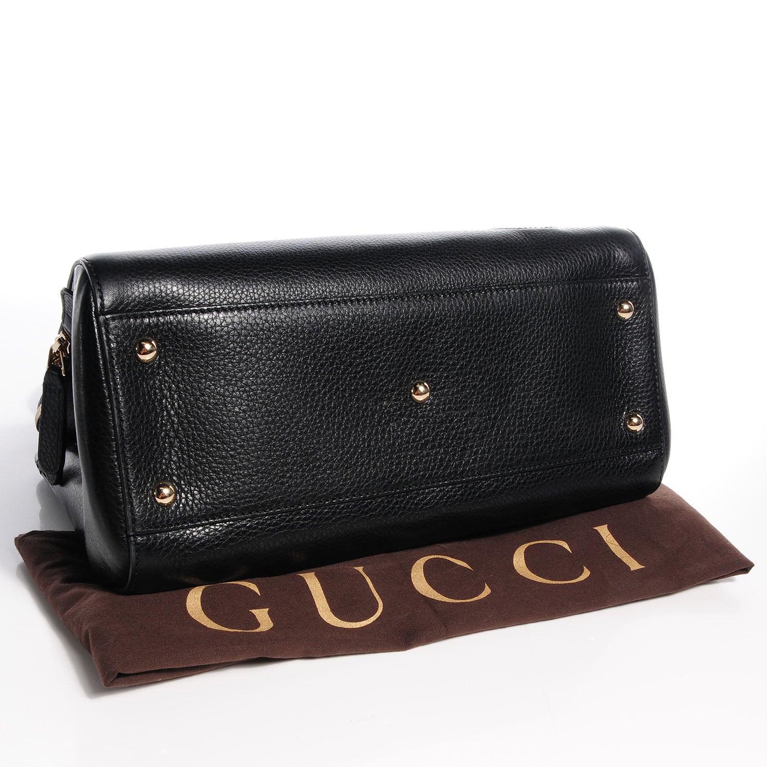 Gucci Leather Medium Label Tote Black 4 of 9