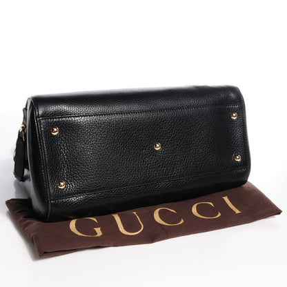 Gucci Leather Medium Label Tote Black 4 of 9