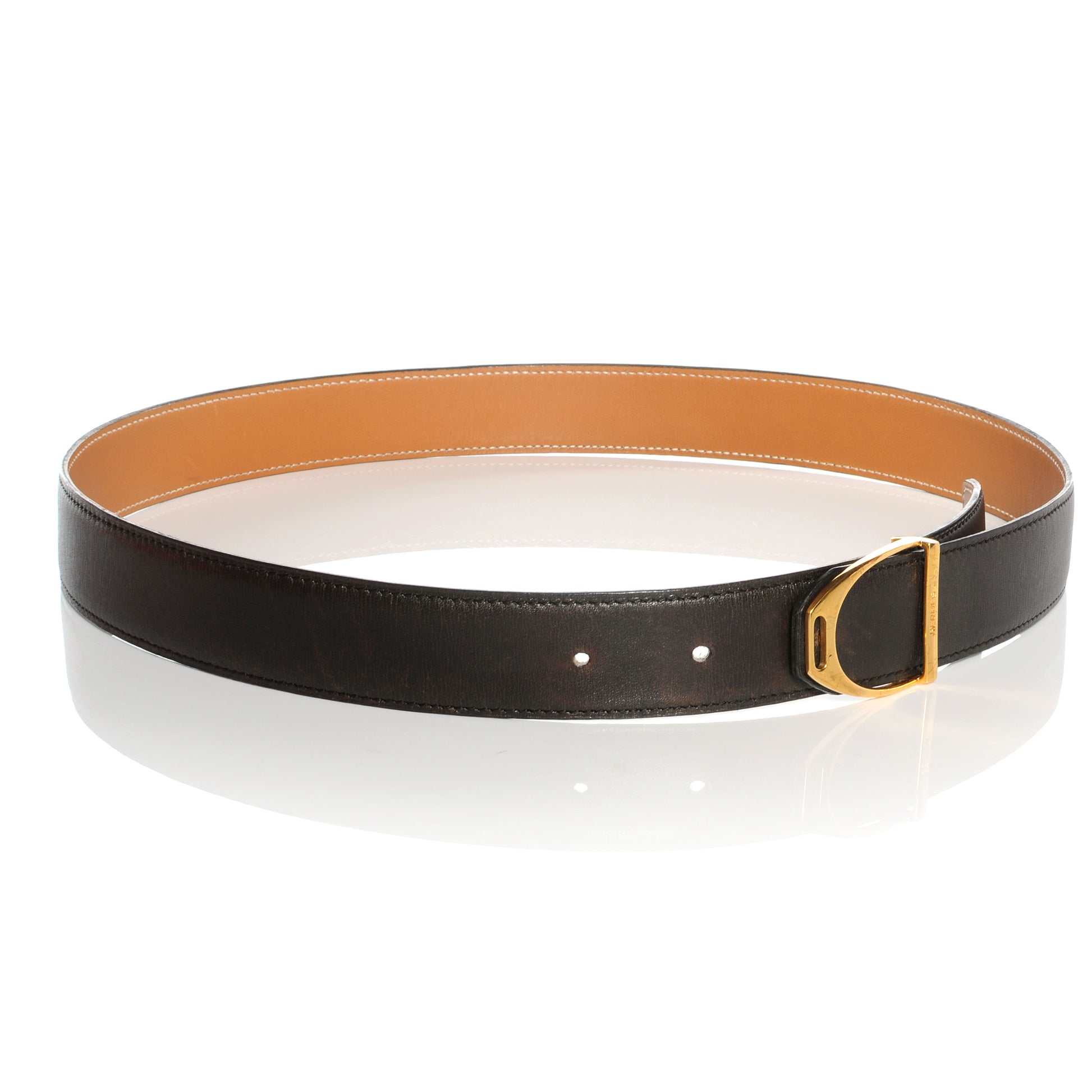 Hermes Box and Chamonix Reversible 32mm Stirrup Belt Noir Natural 80 5 of 10