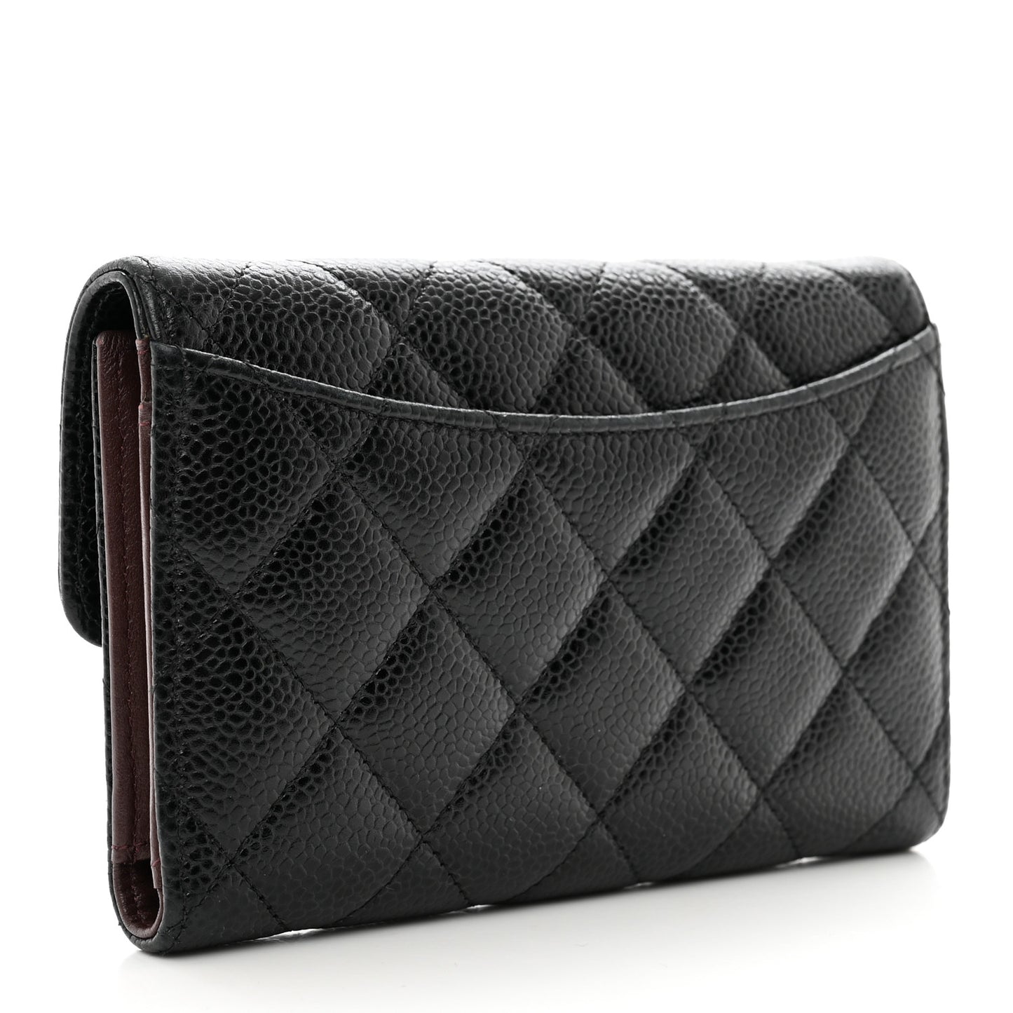 Caviar Quilted Medium Flap Wallet Black