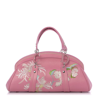 Christian Dior Grained Calfskin Romantic Flowers Frame Satchel Pink 1 of 13