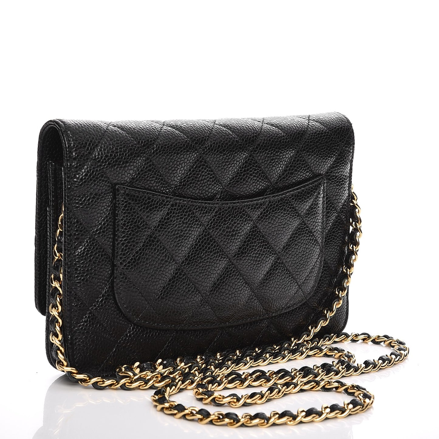 Caviar Quilted Wallet On Chain WOC Black
