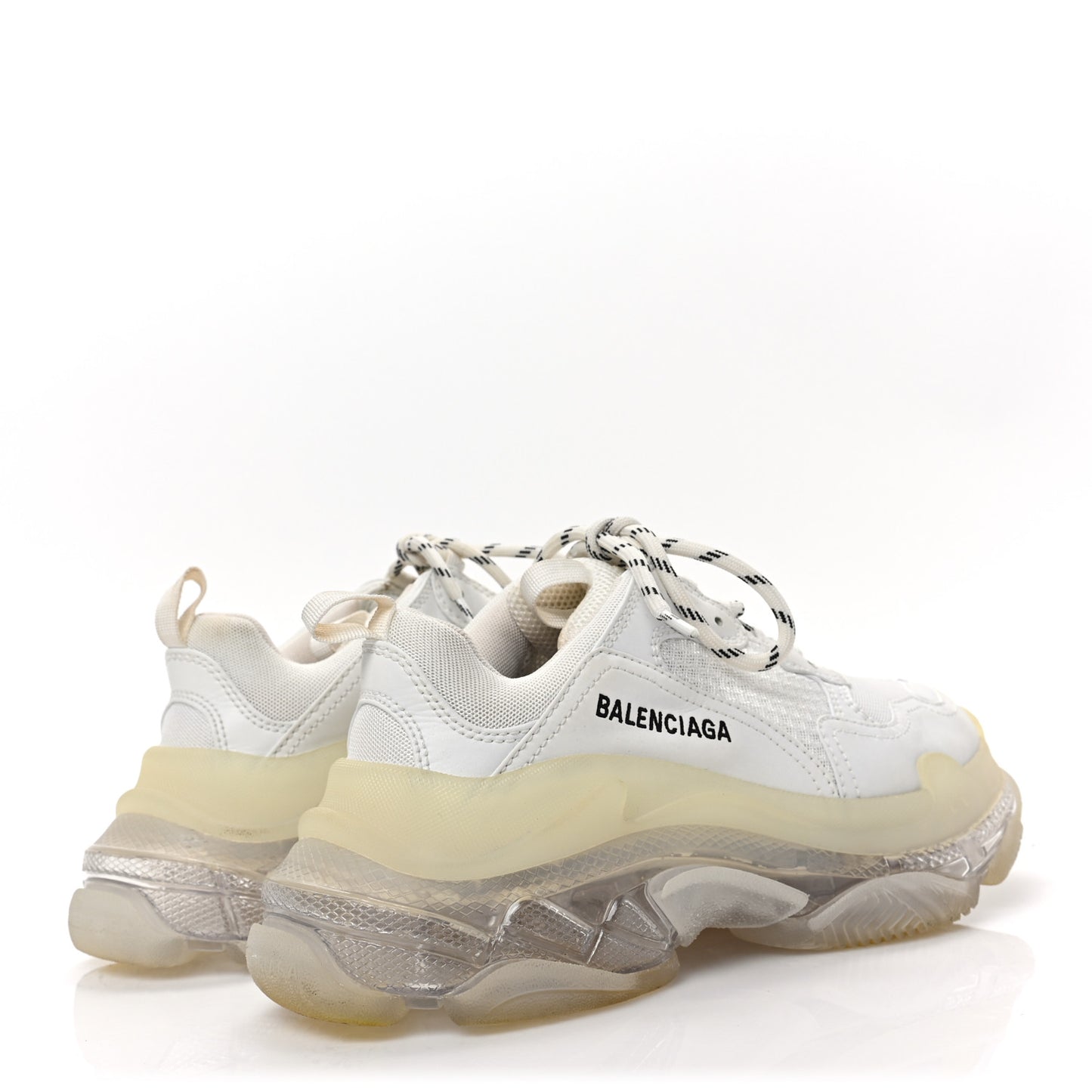 Fabric Mesh Clear Sole Womens Triple S Sneakers 38 White