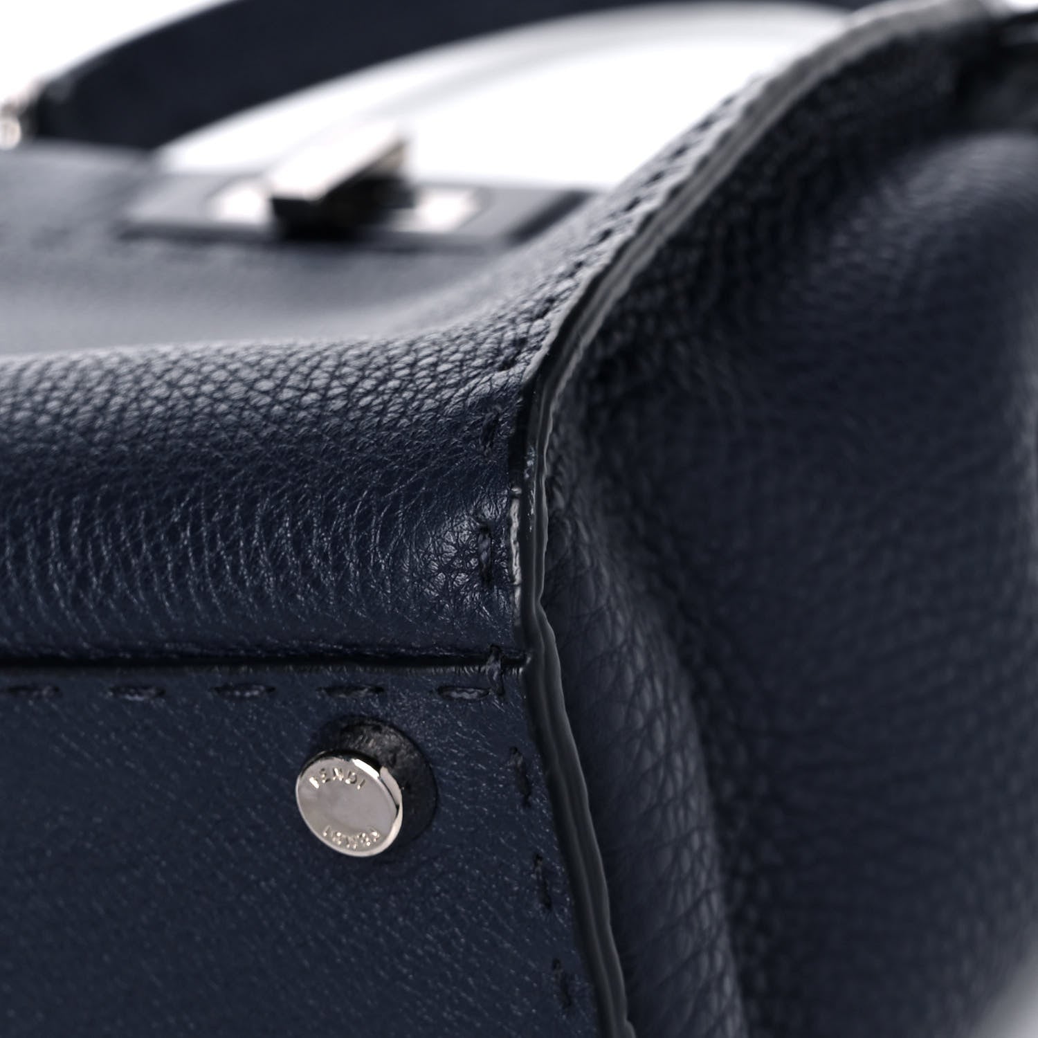 Fendi Cuoio Romano Selleria Medium Peekaboo Iconic Satchel Blue Notte 16 of 17