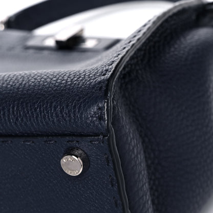 Fendi Cuoio Romano Selleria Medium Peekaboo Iconic Satchel Blue Notte 16 of 17