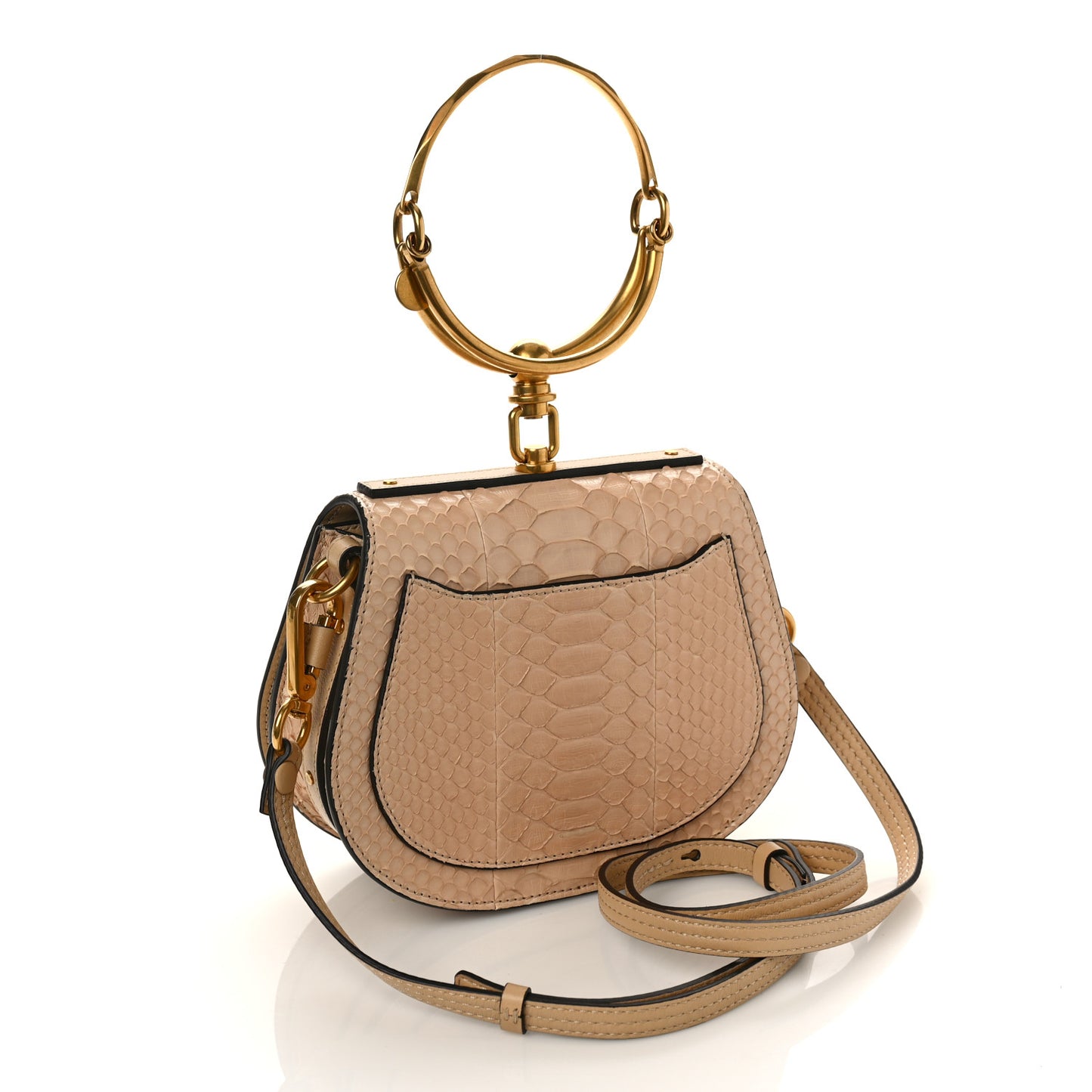 Python Small Nile Bracelet Bag Pearl Beige