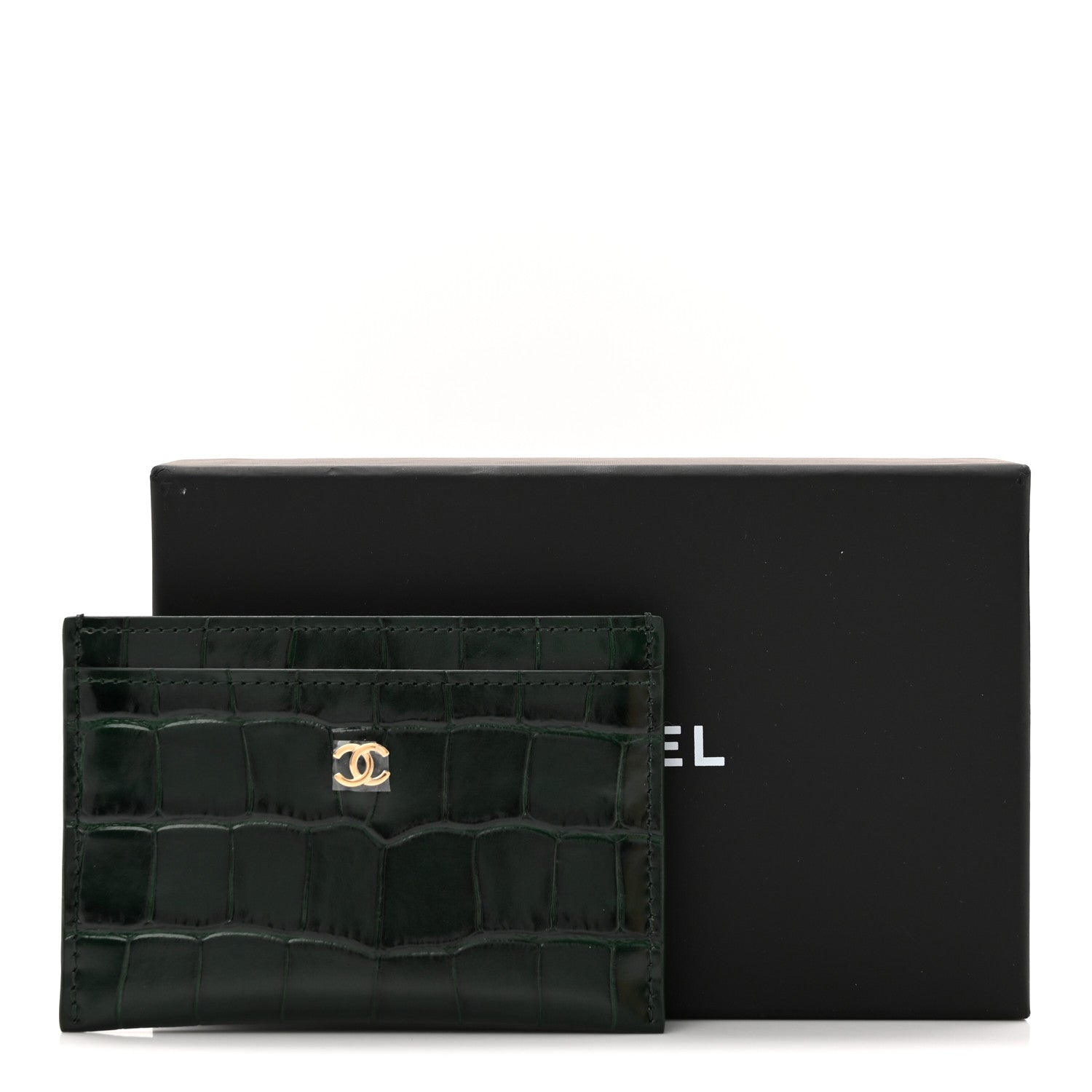 Chanel Calfskin Crocodile Embossed Crococo Card Holder Emerald 8 of 8
