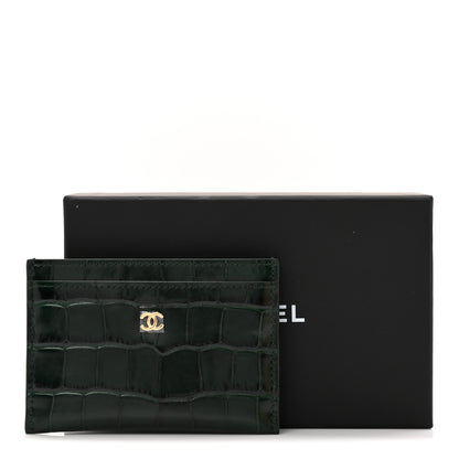 Chanel Calfskin Crocodile Embossed Crococo Card Holder Emerald 8 of 8
