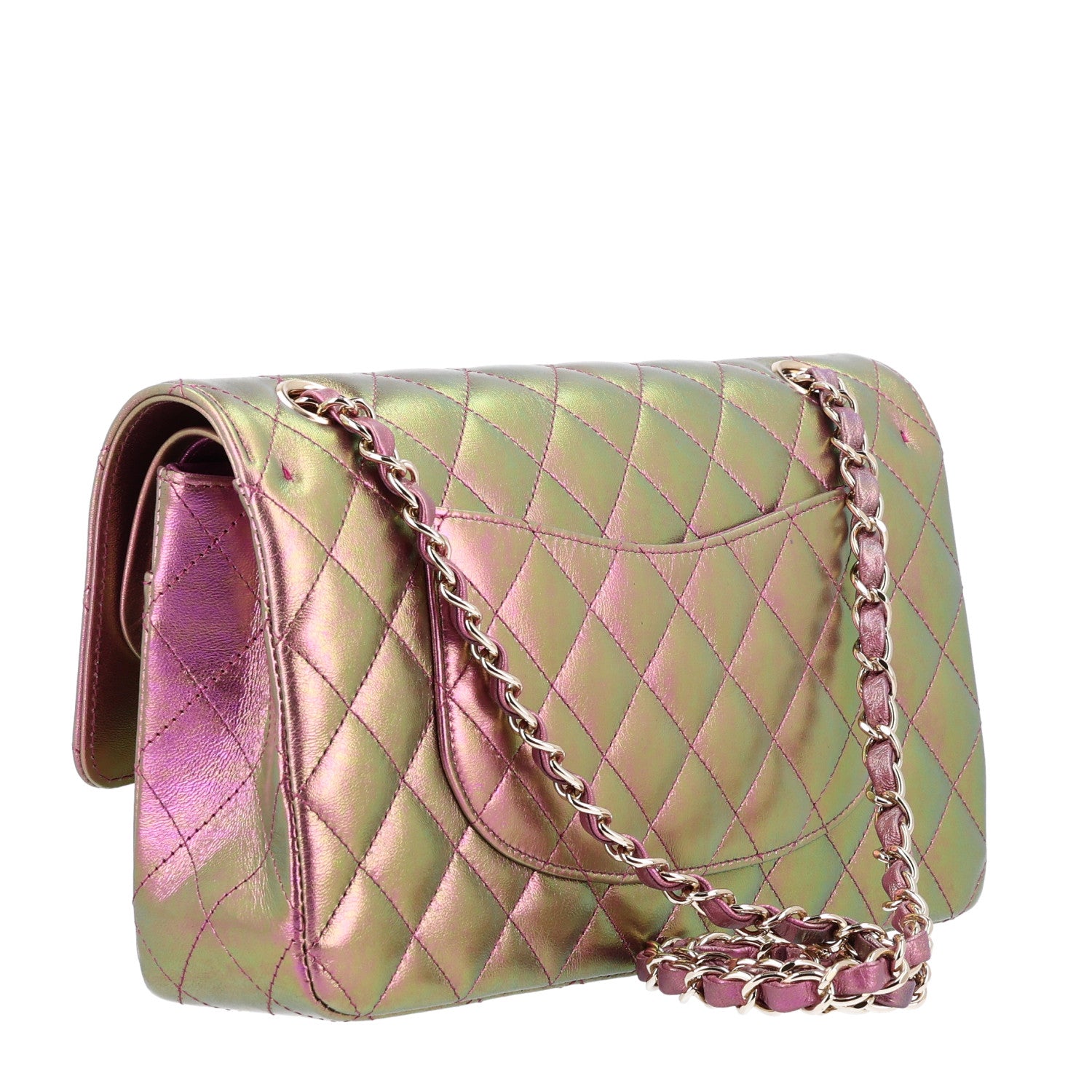 Chanel Iridescent Lambskin Quilted Medium Double Flap Purple 2 of 9