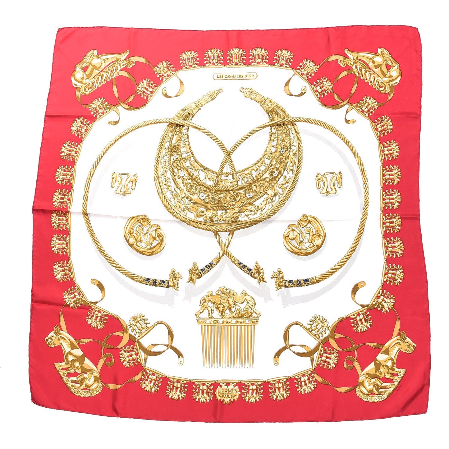 Silk Mousseline Les Cavaliers D'Or Scarf 90