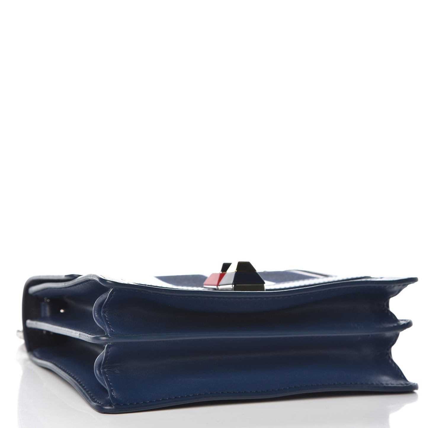 Canvas Calfskin Striped Small Kan I Shoulder Bag Midnight Blue