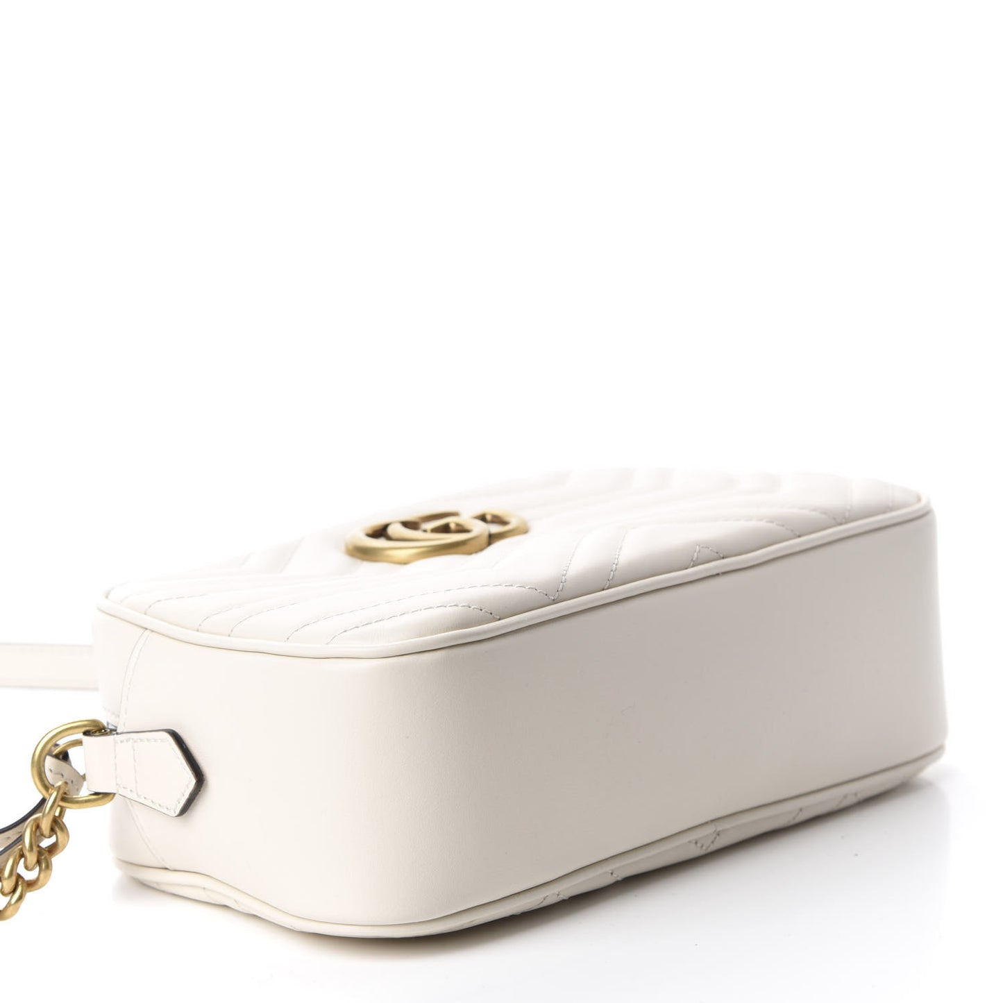 Calfskin Matelasse Small GG Marmont Chain Shoulder Bag White