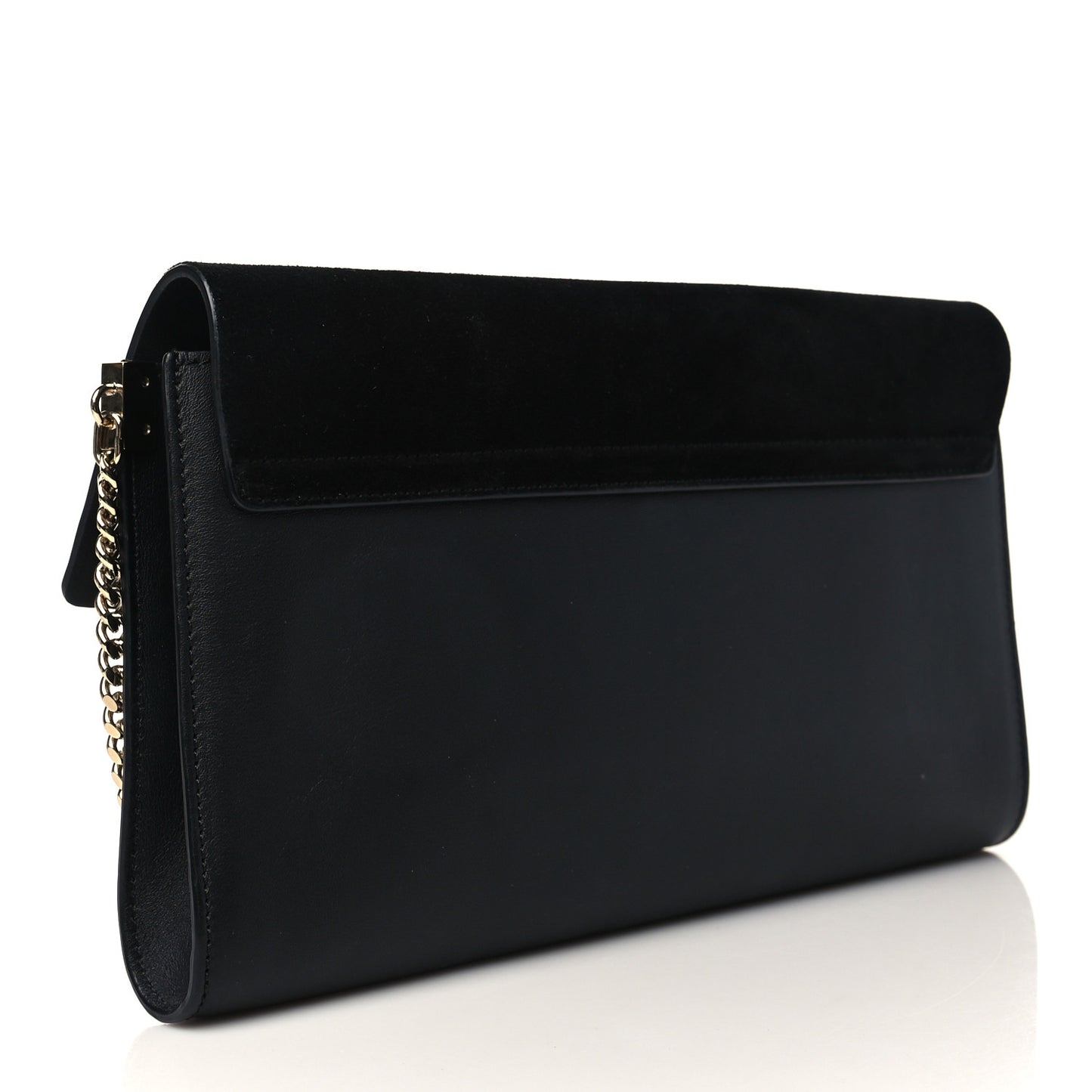 Suede Calfskin Faye Clutch Black