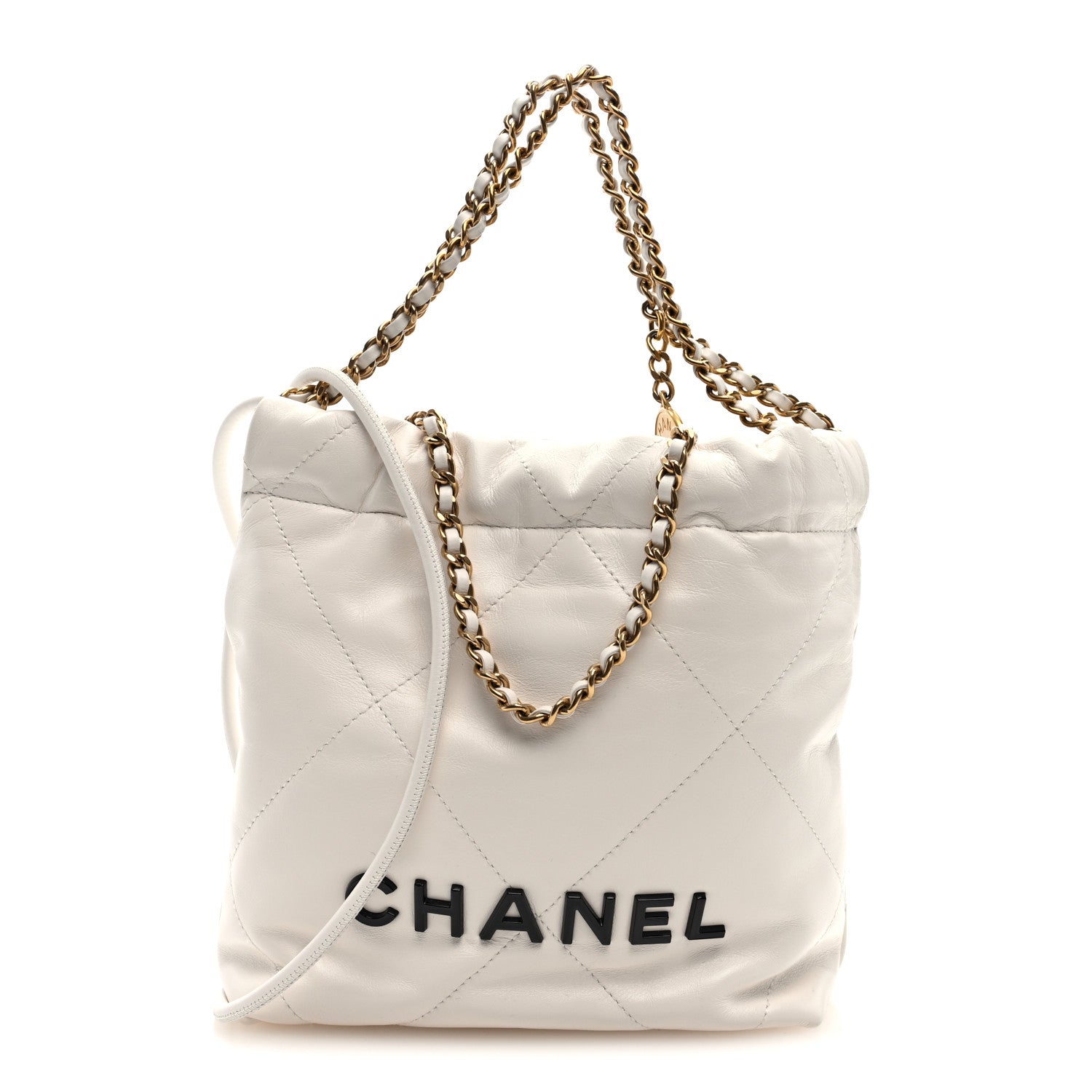Chanel Shiny Calfskin Quilted Mini Chanel 22 White Black 1 of 10