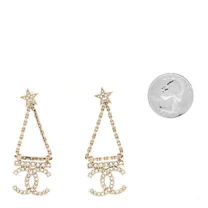 Chanel Crystal Star Drop CC Earrings Gold 2 of 4
