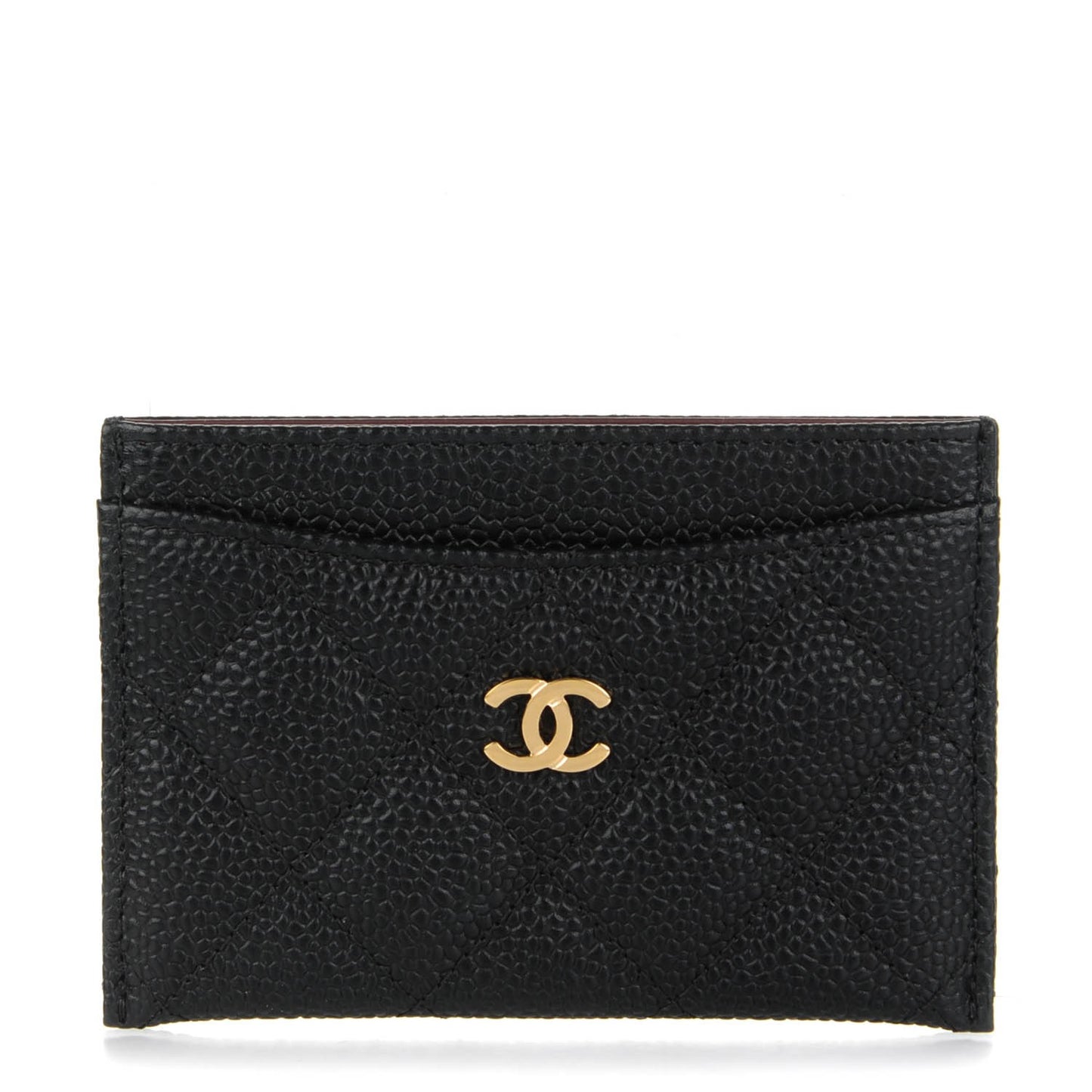 Caviar Quilted Card Holder Black