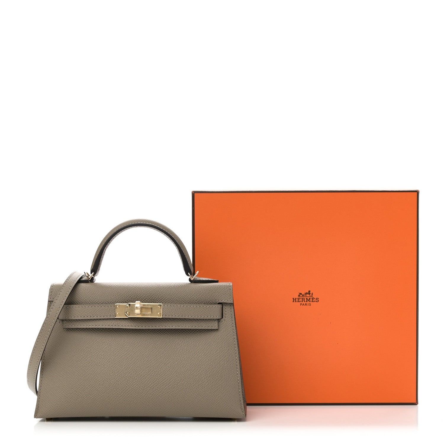 Hermes Epsom Horseshoe Mini Kelly Sellier 20 Gris Tourterelle Gris Perle 10 of 10