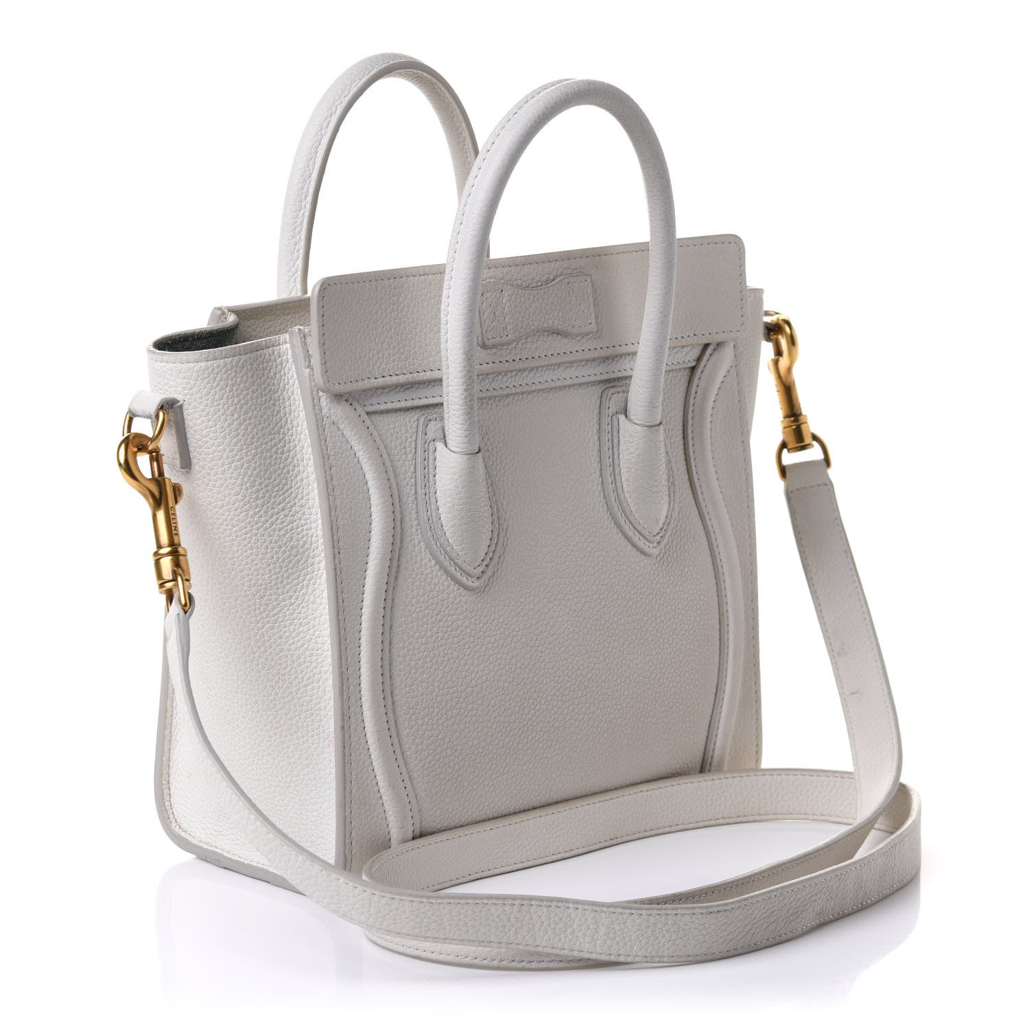 Celine Drummed Calfskin Nano Luggage White 3 of 10