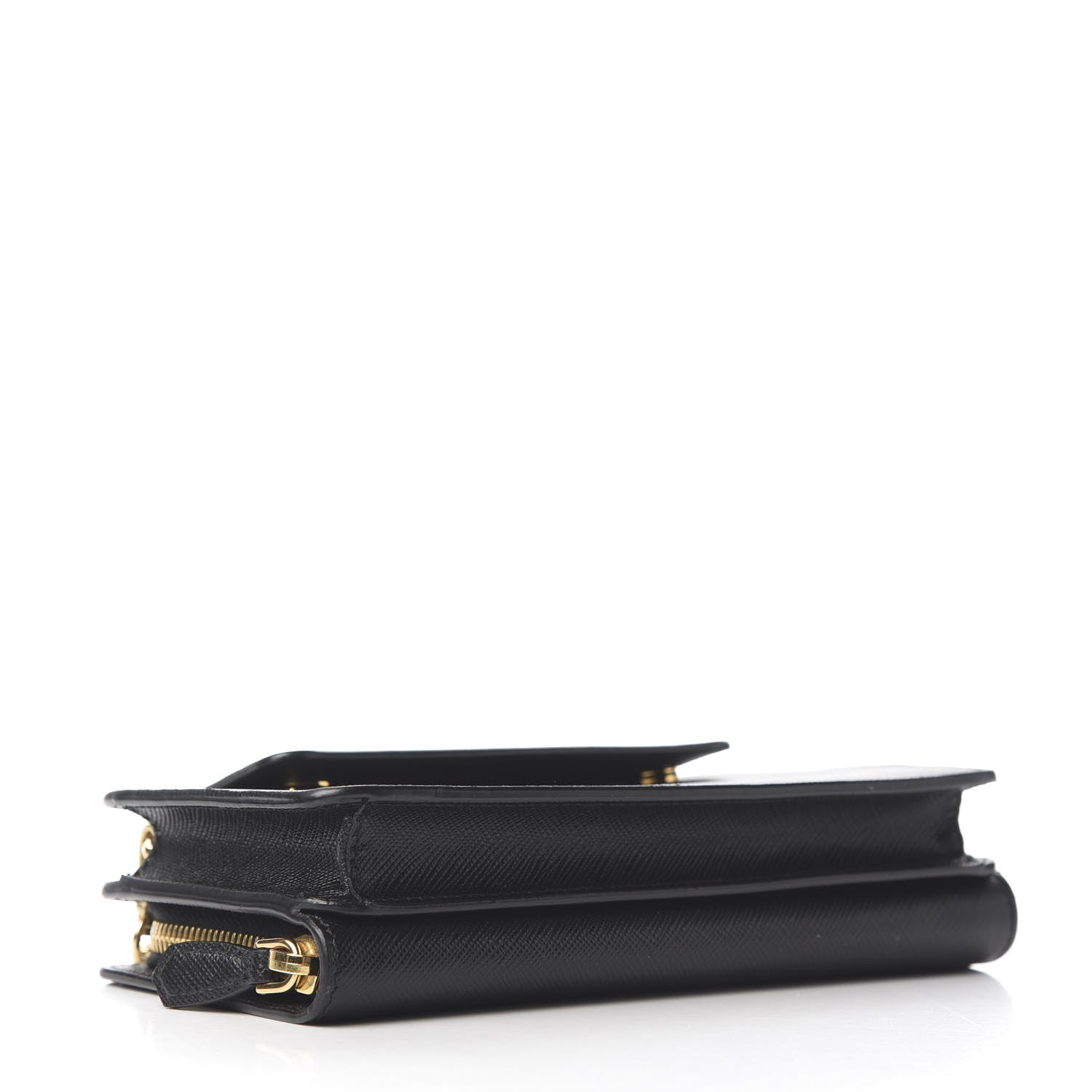 Prada Saffiano Metal Oro Chain Wallet Black 3 of 11