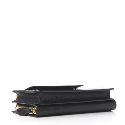 Prada Saffiano Metal Oro Chain Wallet Black 3 of 11