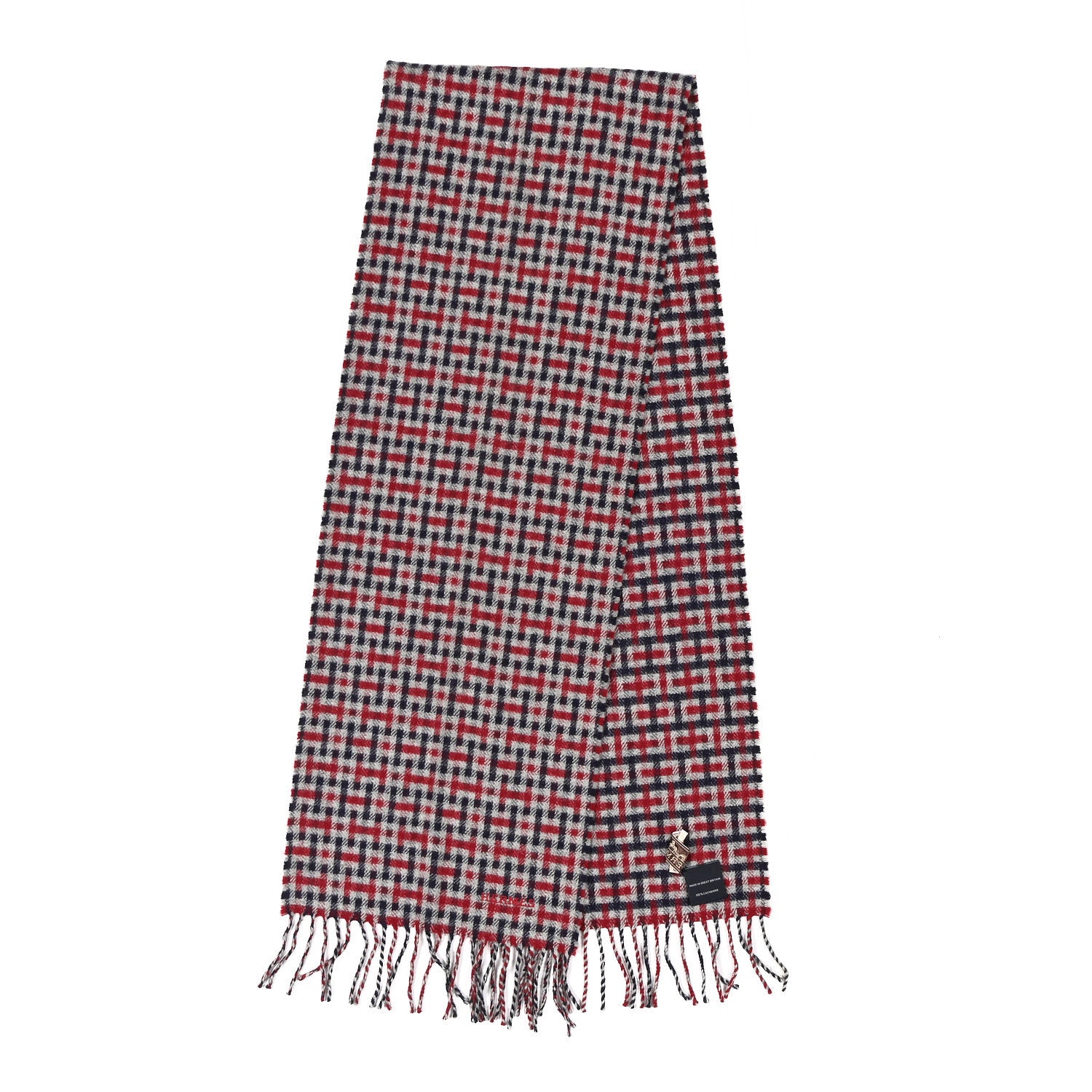 Hermes Cashmere H Ecossais Muffler Marine Bordeaux Gris Clair