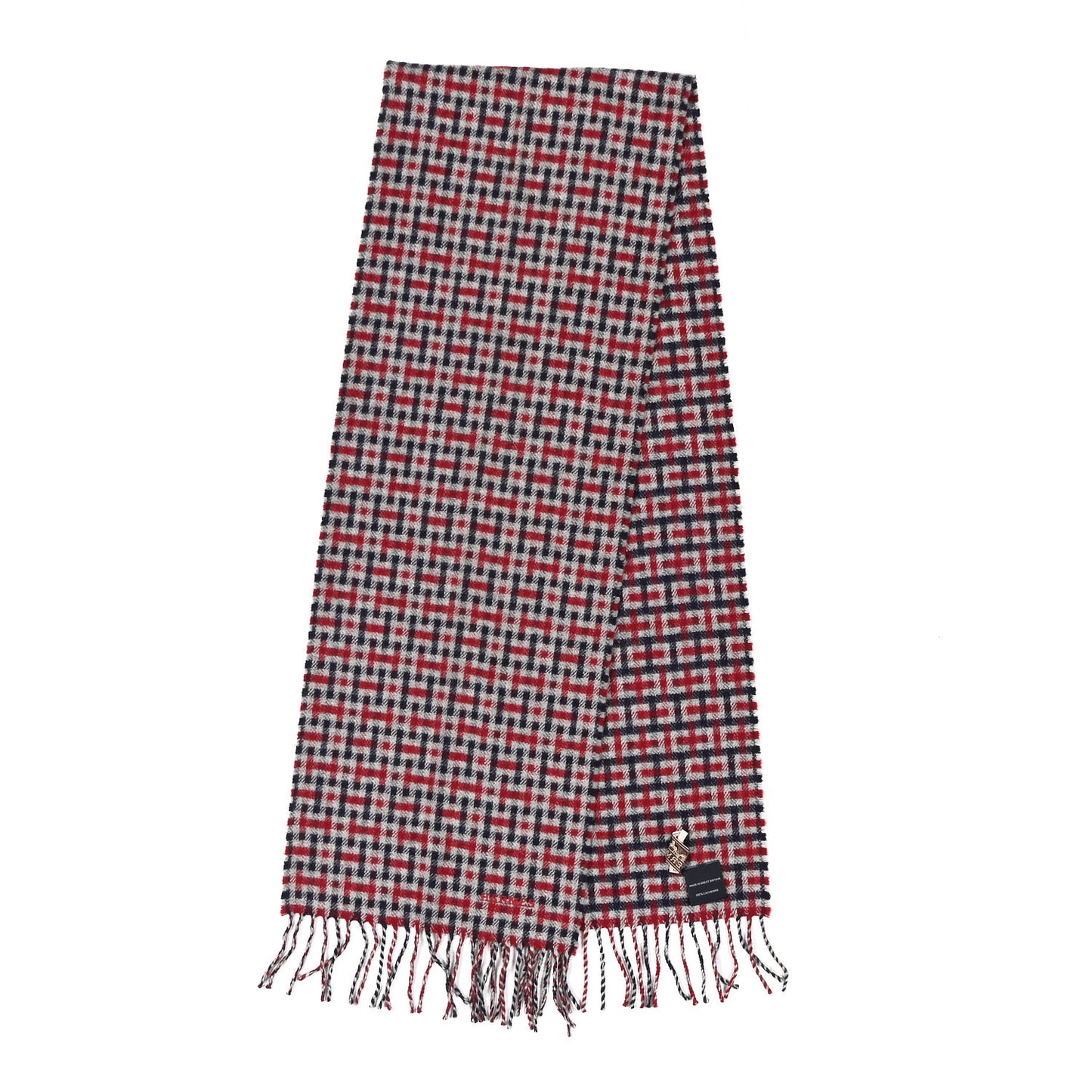 Cashmere H Ecossais Muffler Marine Bordeaux Gris Clair