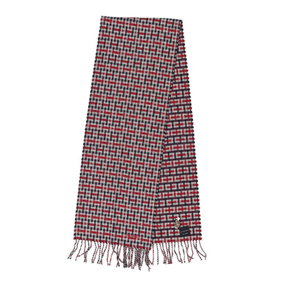 Hermes Cashmere H Ecossais Muffler Marine Bordeaux Gris Clair 2 of 4