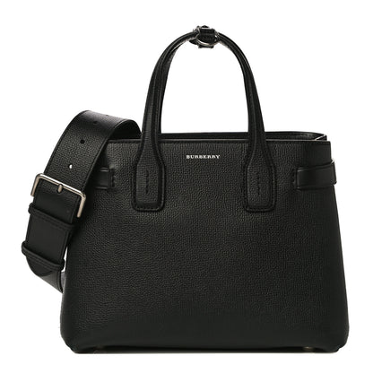 Burberry Grainy Calfskin House Check Small Banner Tote Black 1 of 19