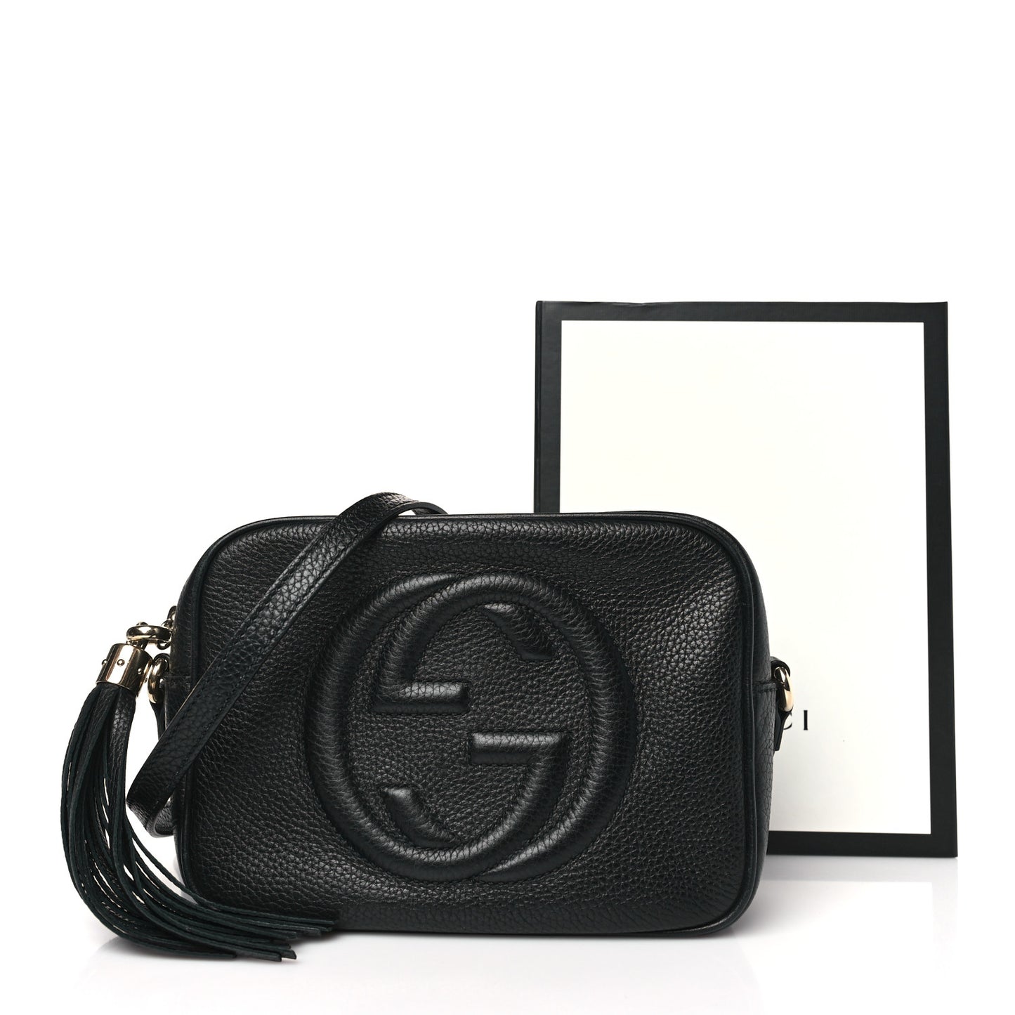 Pebbled Calfskin Small Soho Disco Bag Black
