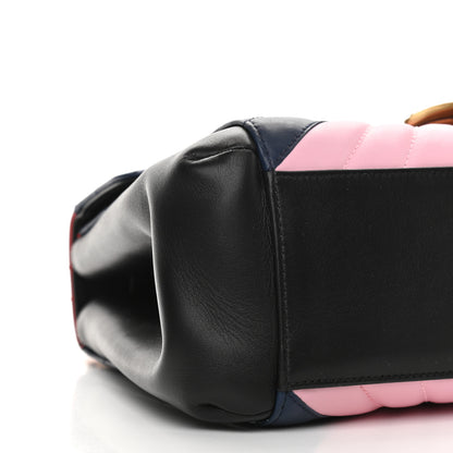 Gucci Calfskin Bamboo Trapuntata Queen Margaret Top Handle Bag Blue Agata Hibiscus Red Mystic White Sugar Pink 9 of 10