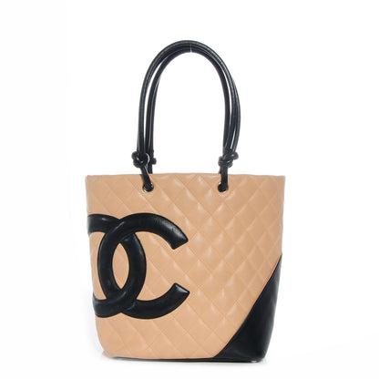 Chanel Calfskin Quilted Medium Cambon Tote Beige Black 1 of 7